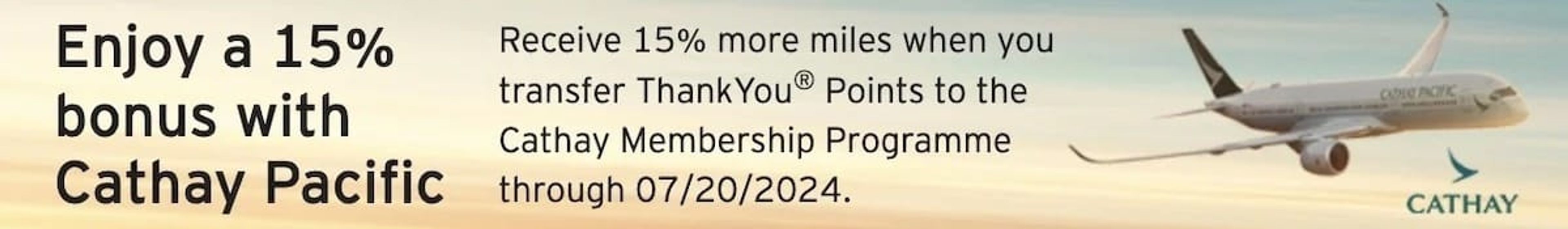 15% transfer bonus to Asia Miles