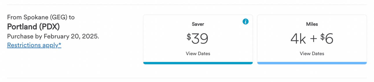 Spokane to Portland for $39