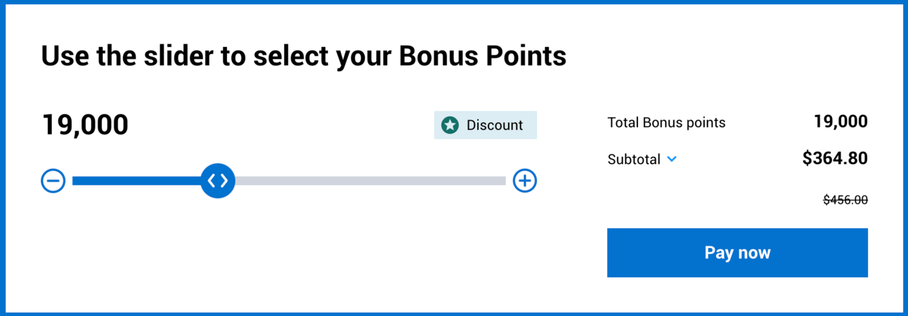 An example of how you can currently purchase 19,000 Hyatt points for $365