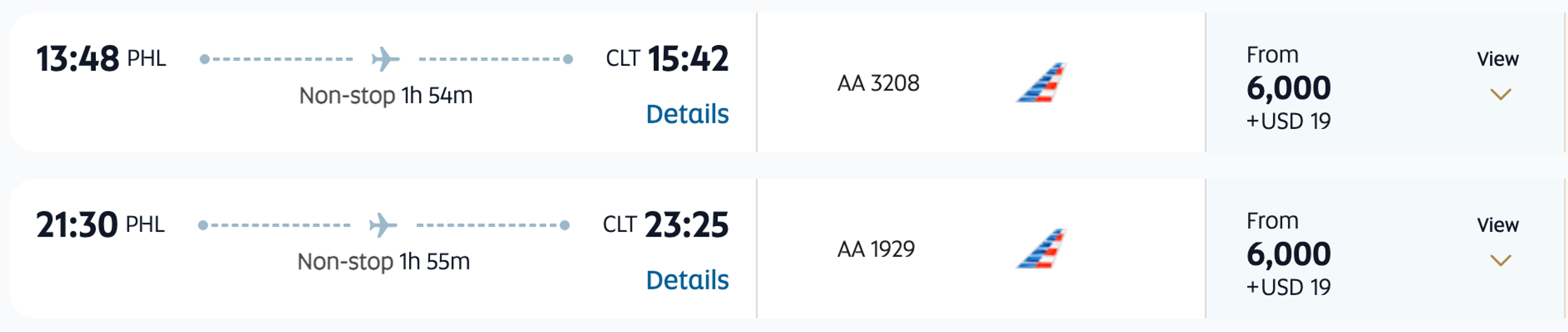 Short-haul AA flights for 6,000 Etihad miles