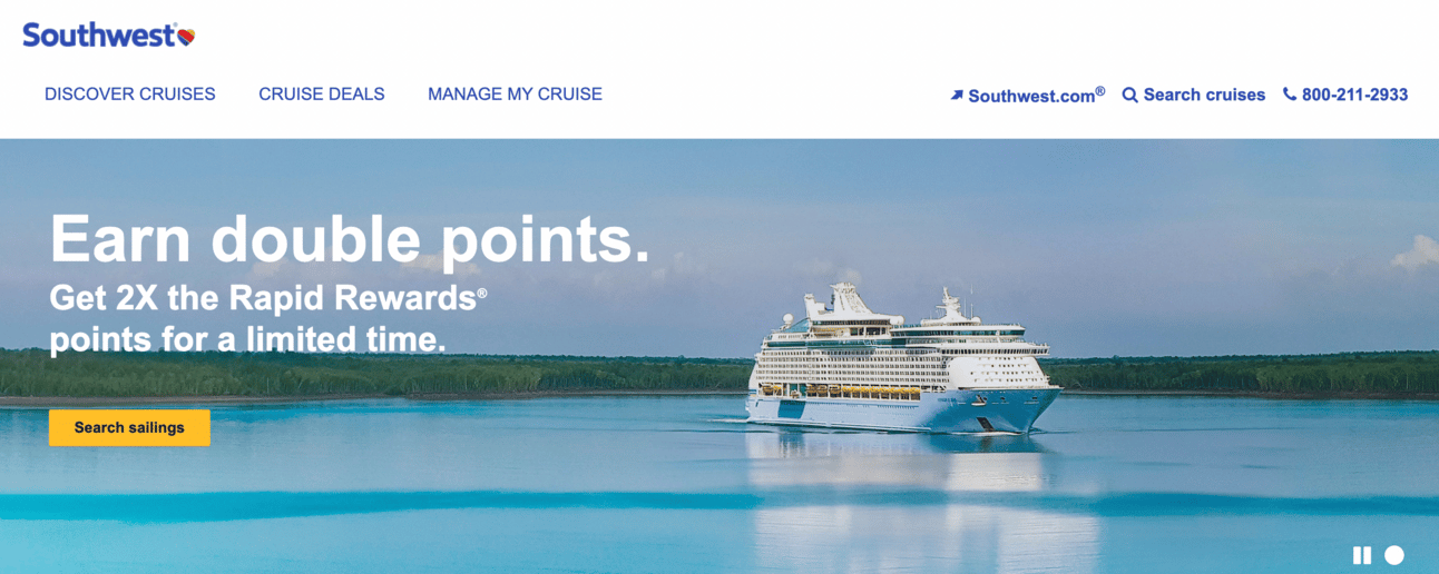 Landing page for Southwest Cruises