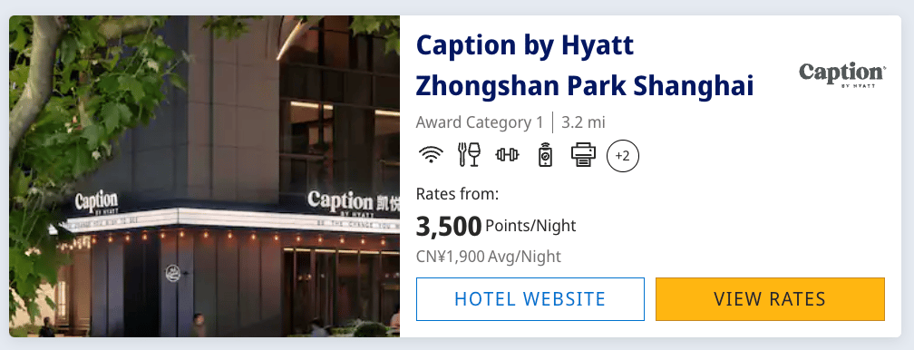 Caption by Hyatt Shanghai for 3,500 points per night