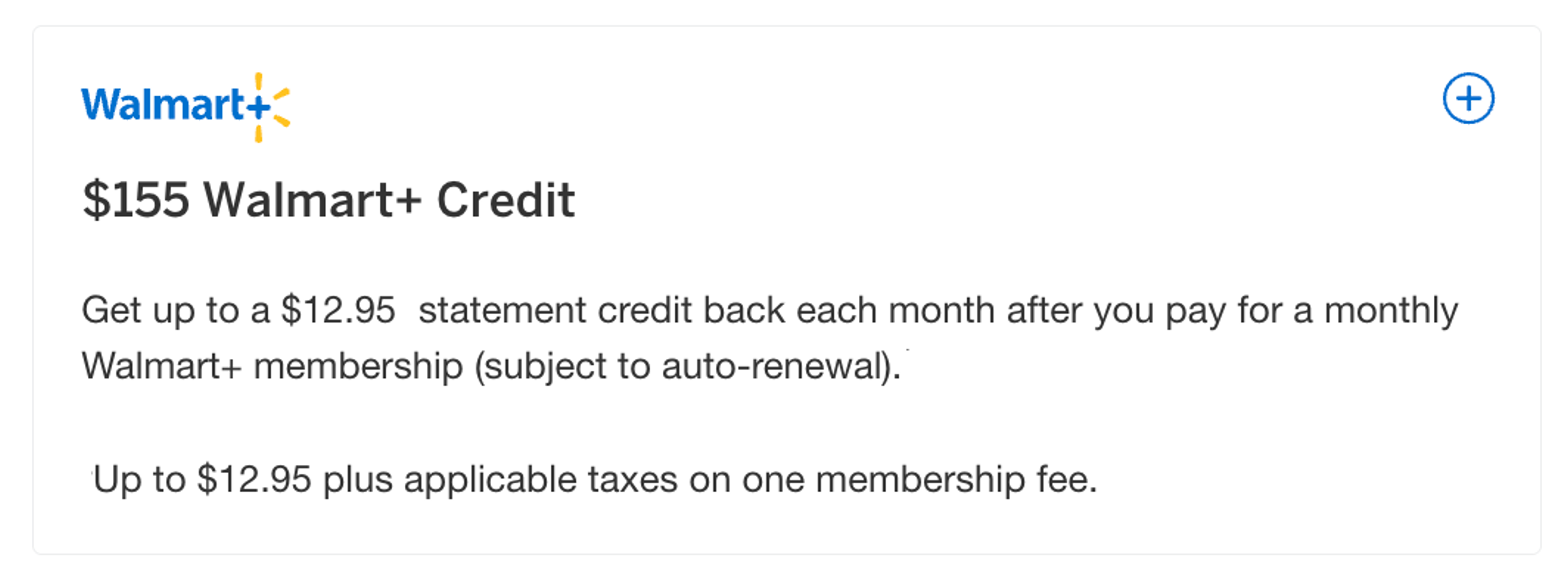 Walmart+ monthly credit