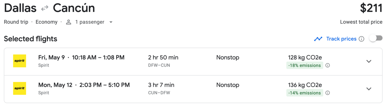 Dallas to Cancun for $211 round trip