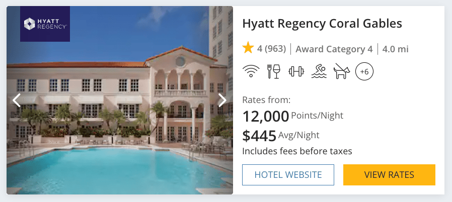 Hyatt Regency Coral Gables for $445 per night