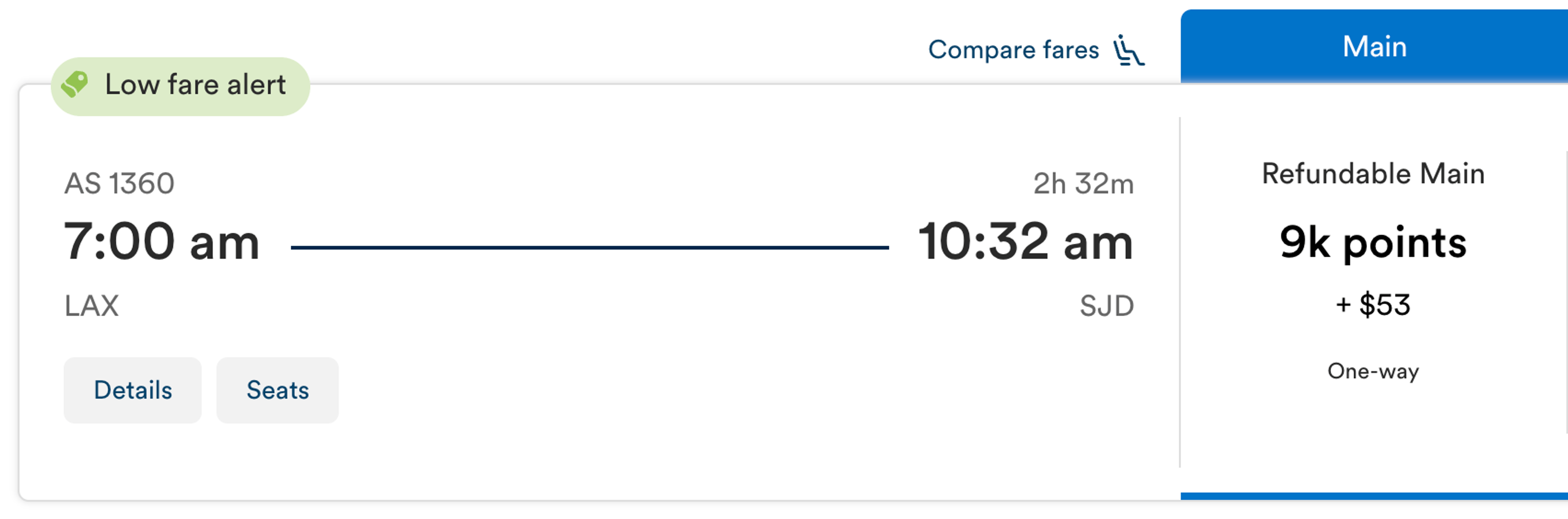 LAX-SJD for 9,000 Atmos points in economy