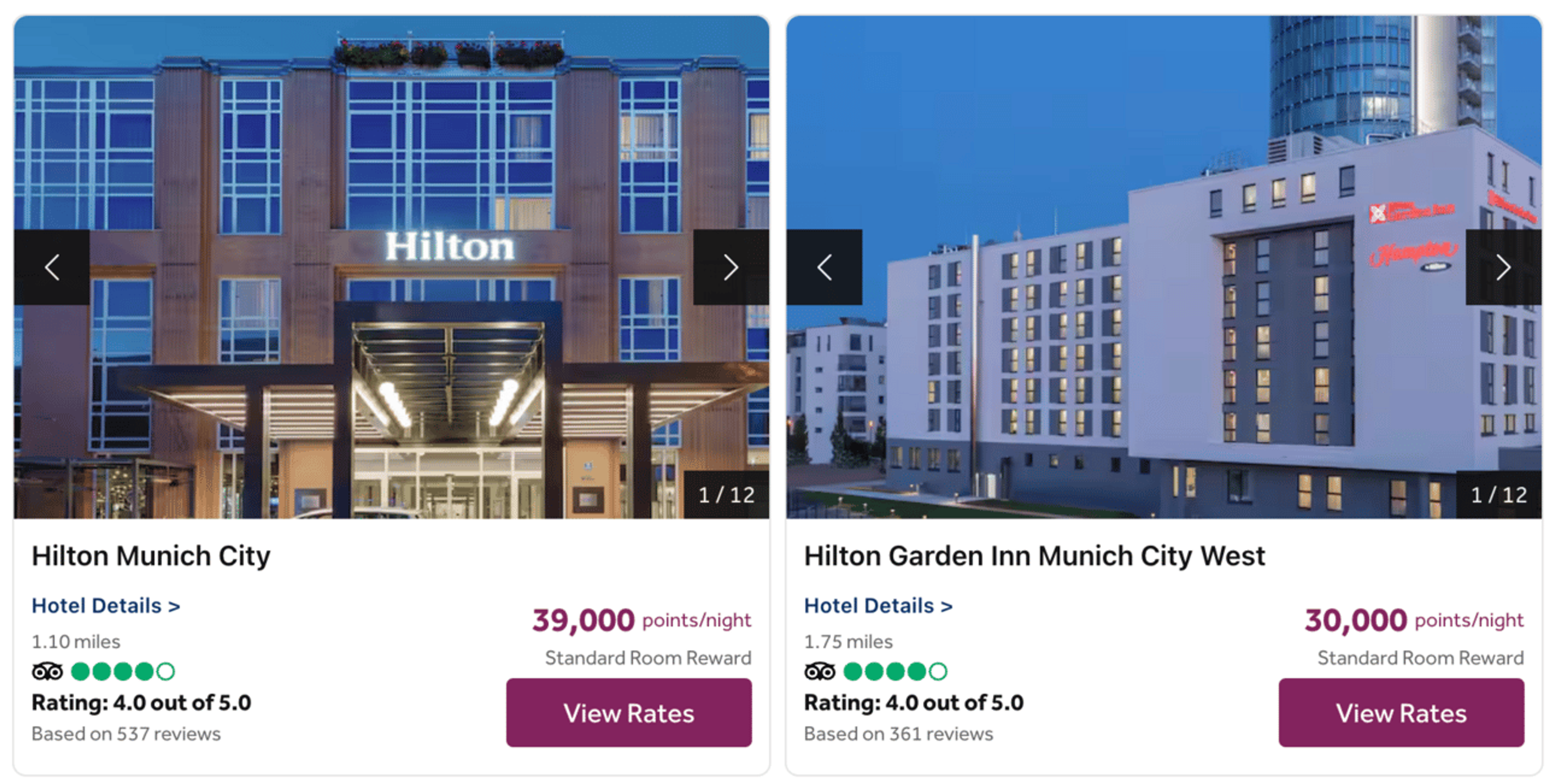 Hilton Munich for 39,000 points per night