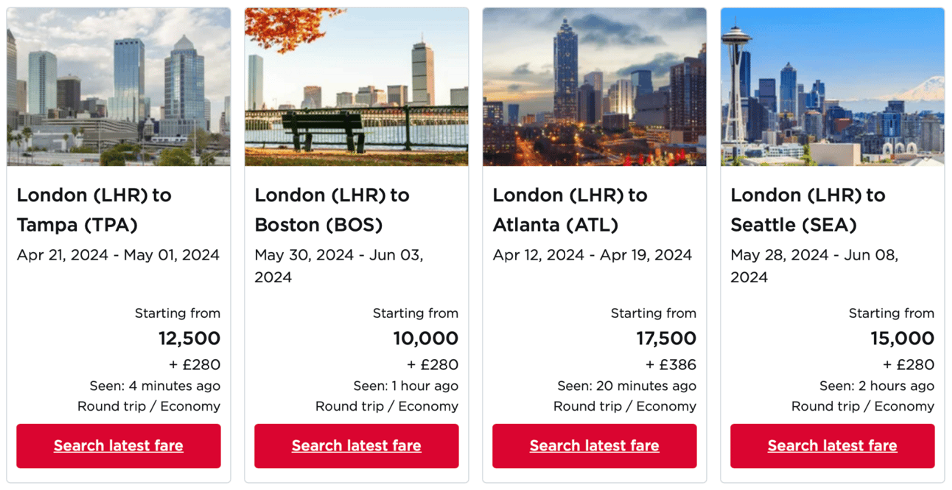 Screenshot of eligible routes for the 50% discounted fare
