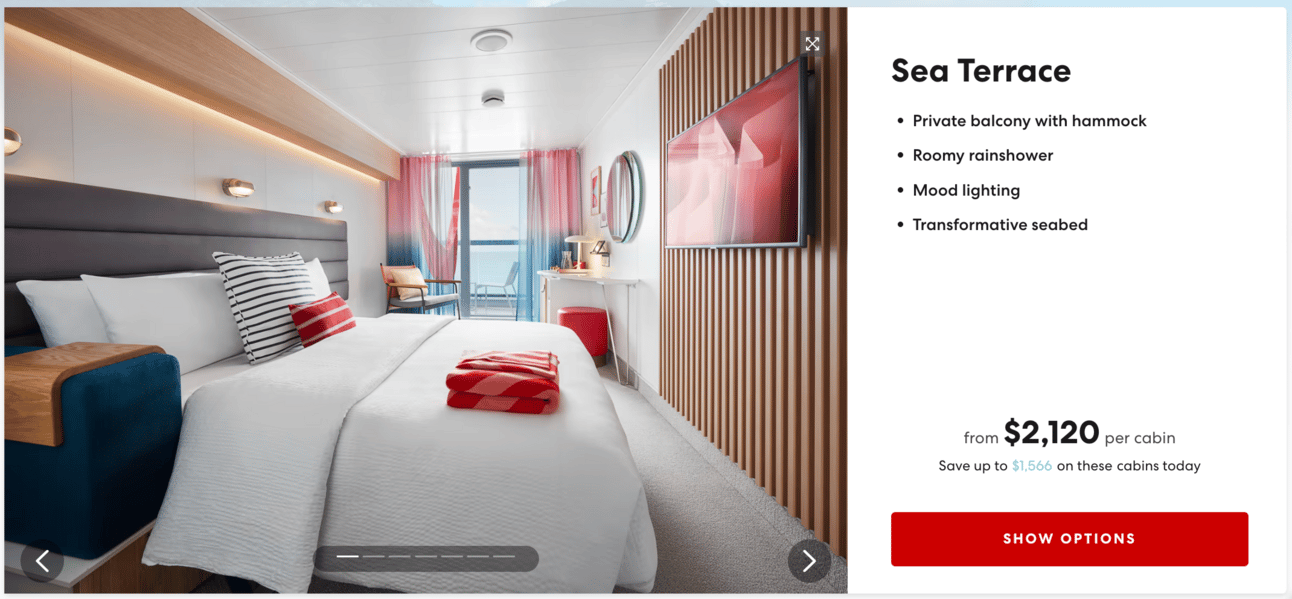Sample Virgin Voyages booking
