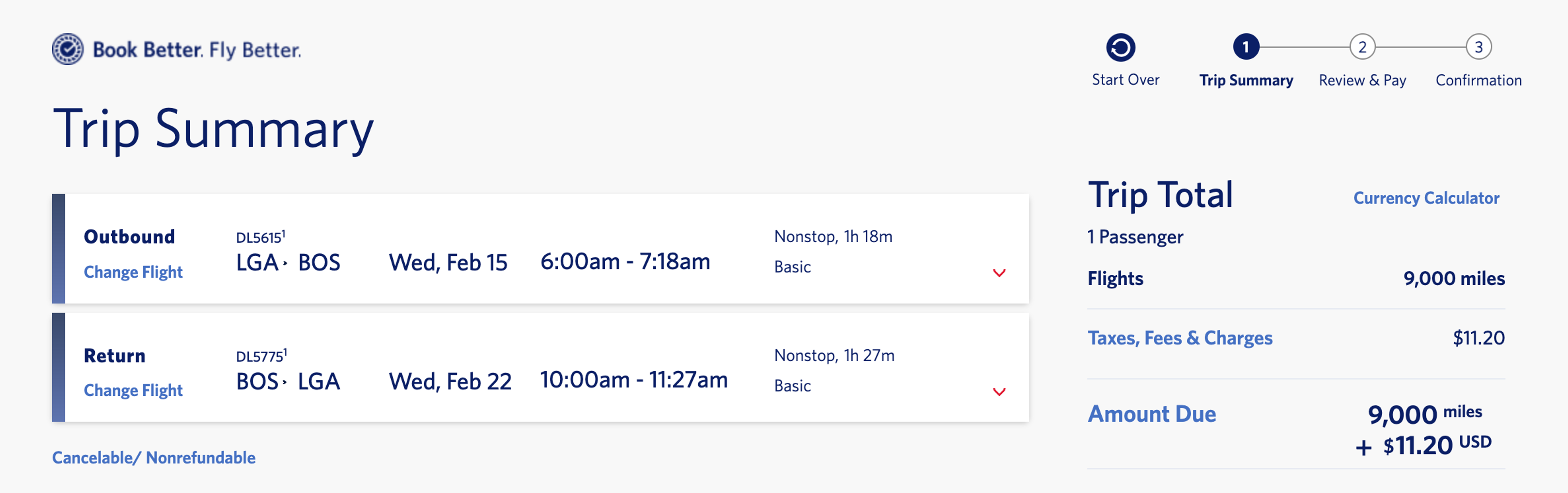 Delta sample booking