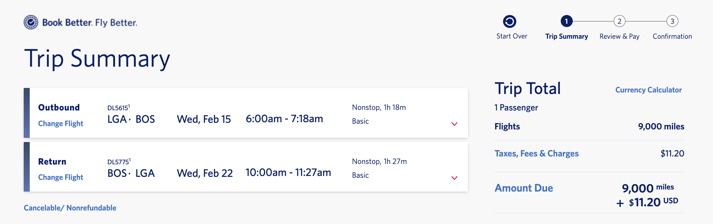 Delta sample booking