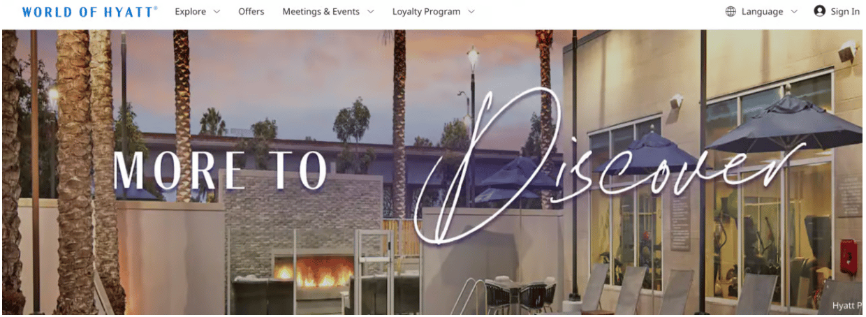 A screenshot of Hyatt's points promo that says "More to Discover"