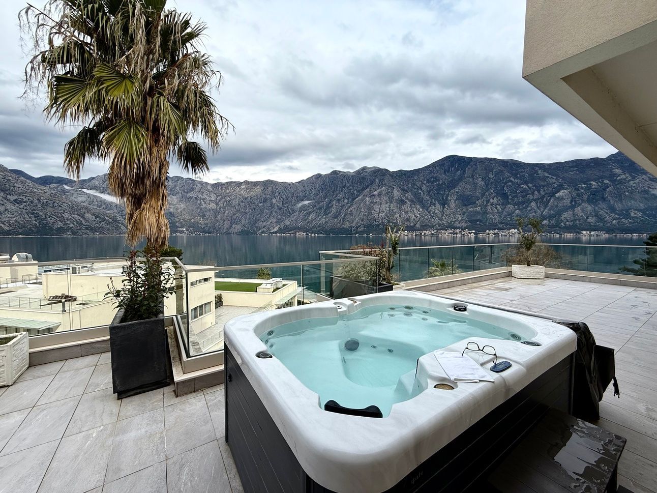 My freaking JACUZZI on my freaking balcony in my freaking suite at the freaking Hyatt Regency