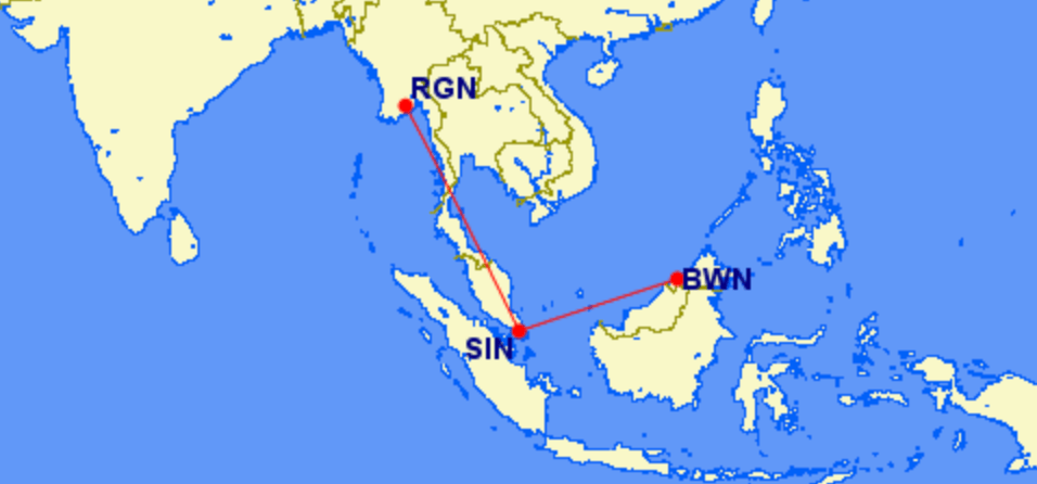 A map of the aforementioned flight route