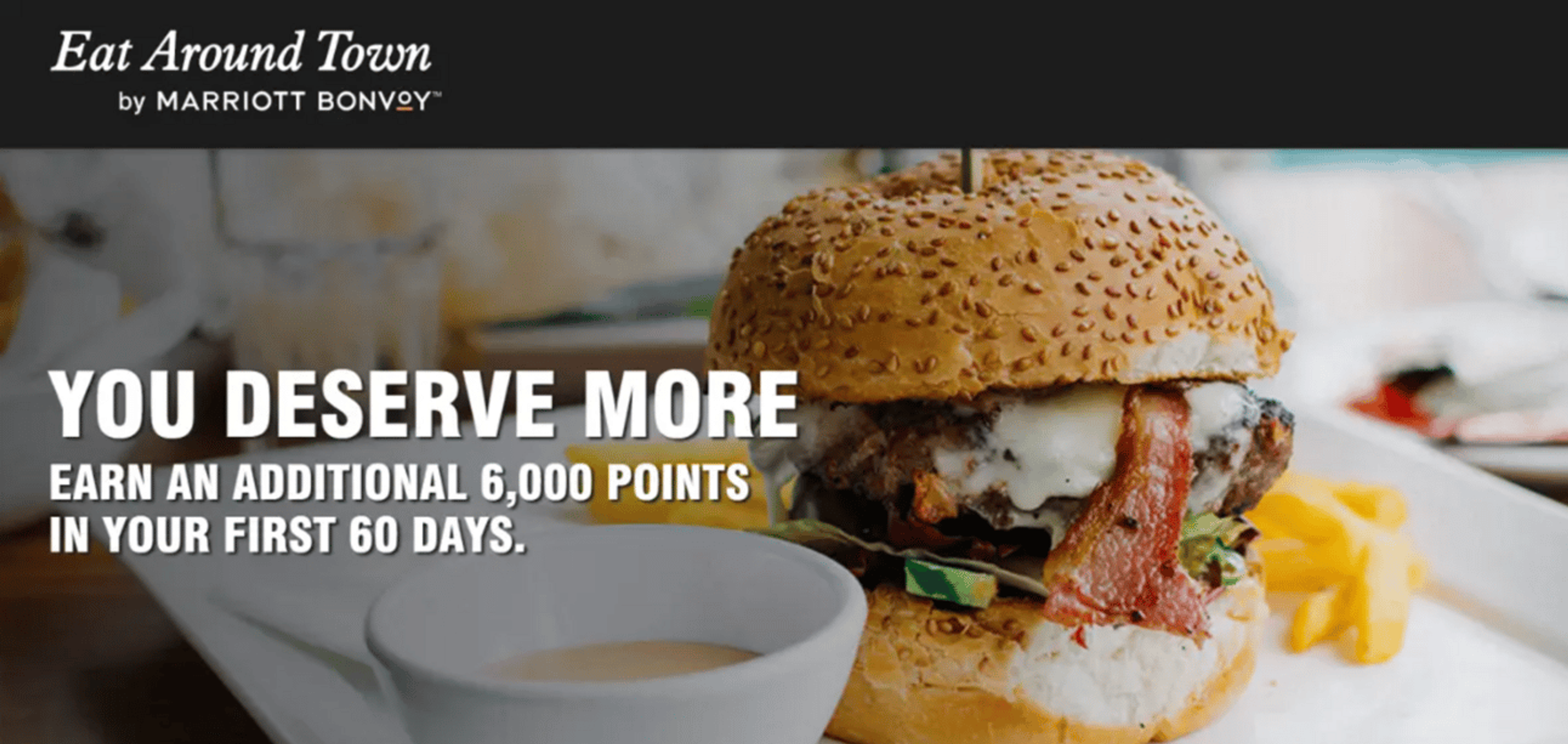 A screenshot from Marriott's "Eat around town" website, an example f one of the many ways you can be racking up small batches of Marriott points