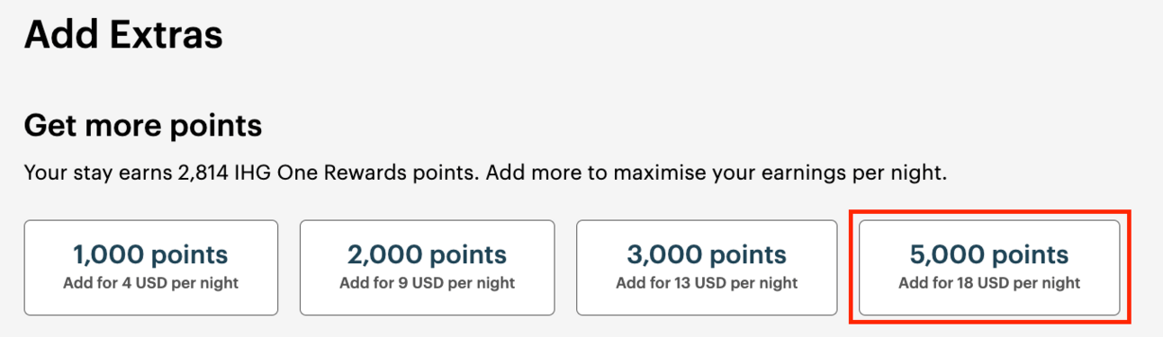IHG allows you to buy points when booking hotels