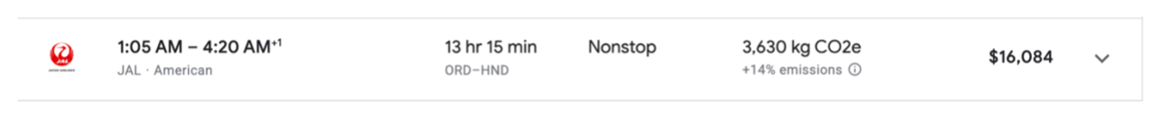 JAL first class cash price