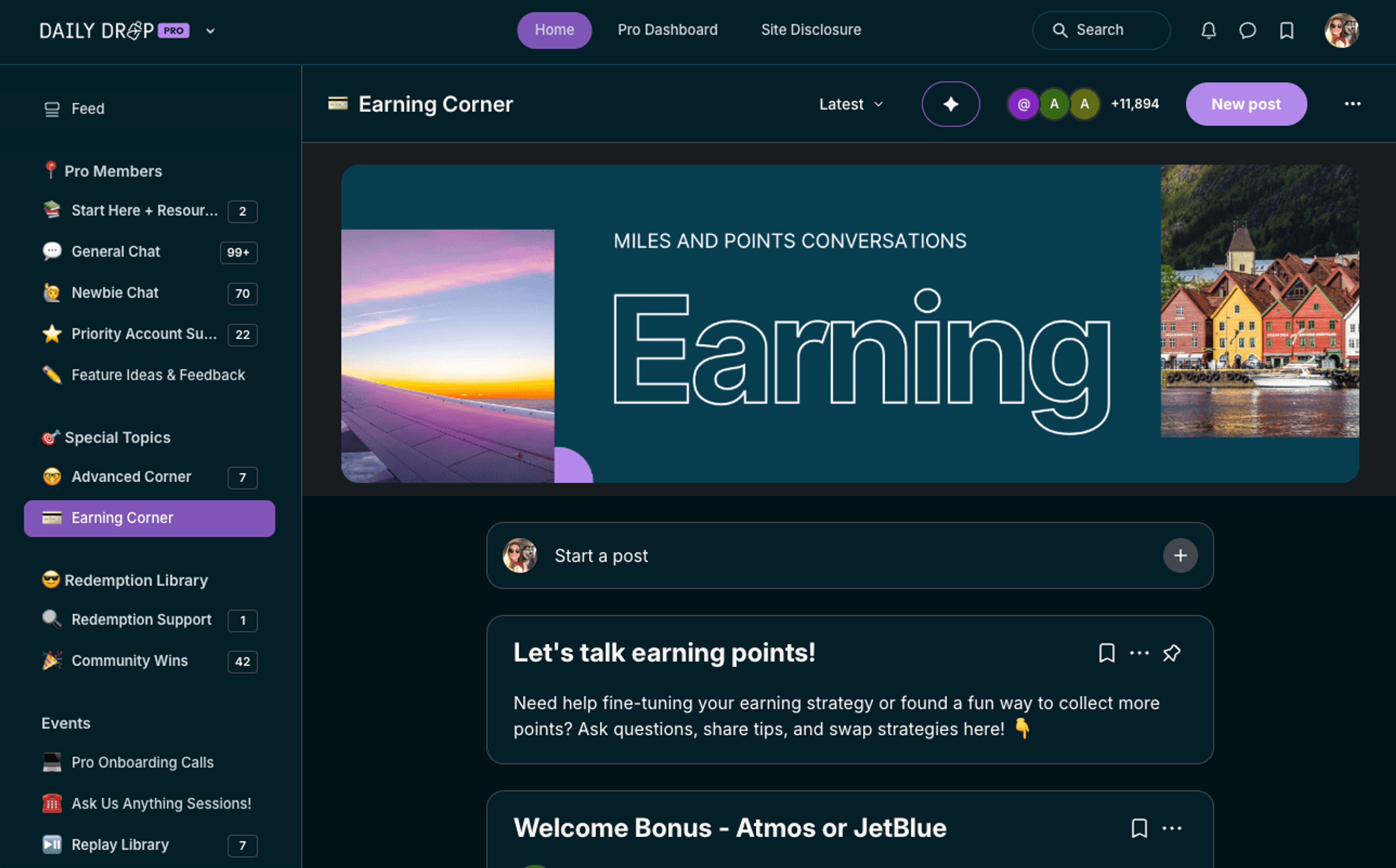 Image showing Pro Lounge interface within Daily Drop Pro