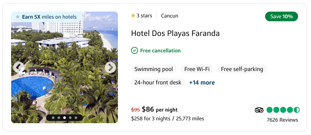 Hotel in Cancun bookable in the Cap1 Travel Portal