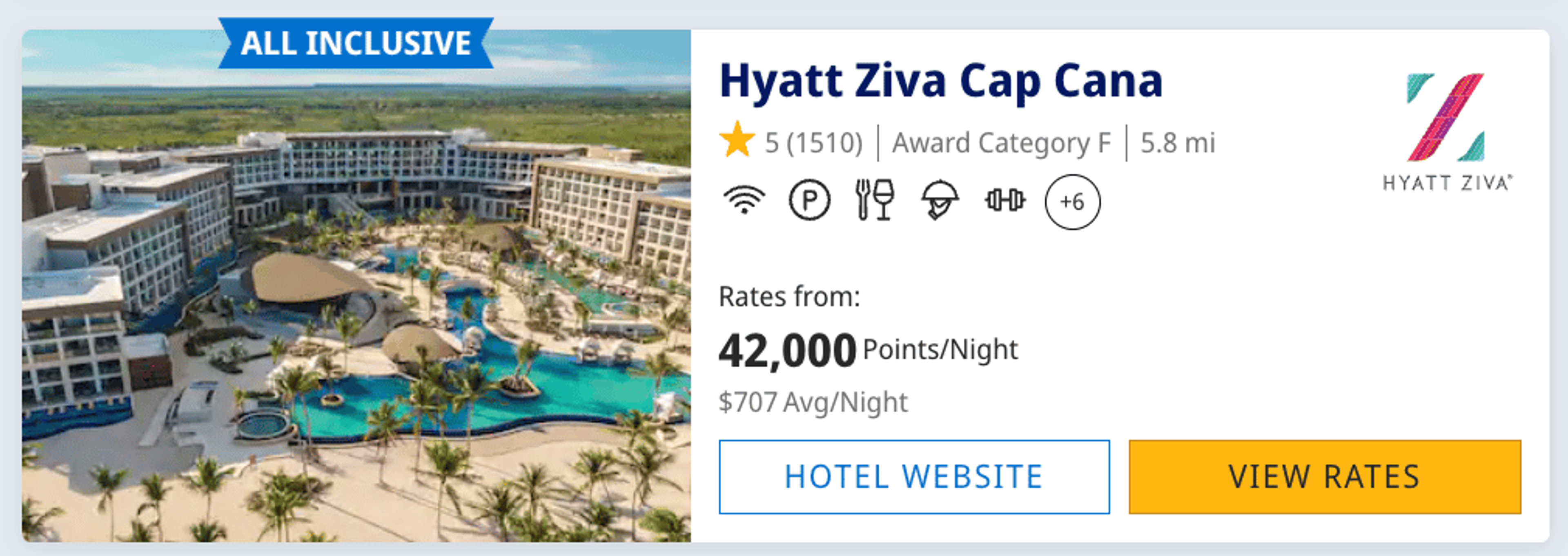 Hyatt Ziva Cap Cana for 42,000 Hyatt points per night