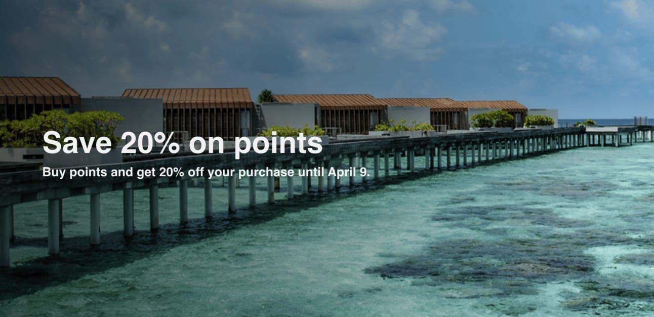 Waterfront Hyatt properties with text that says "Save 20% on points"