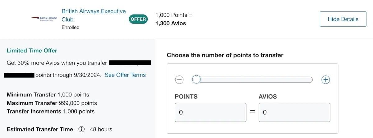 30% transfer bonus to Avios