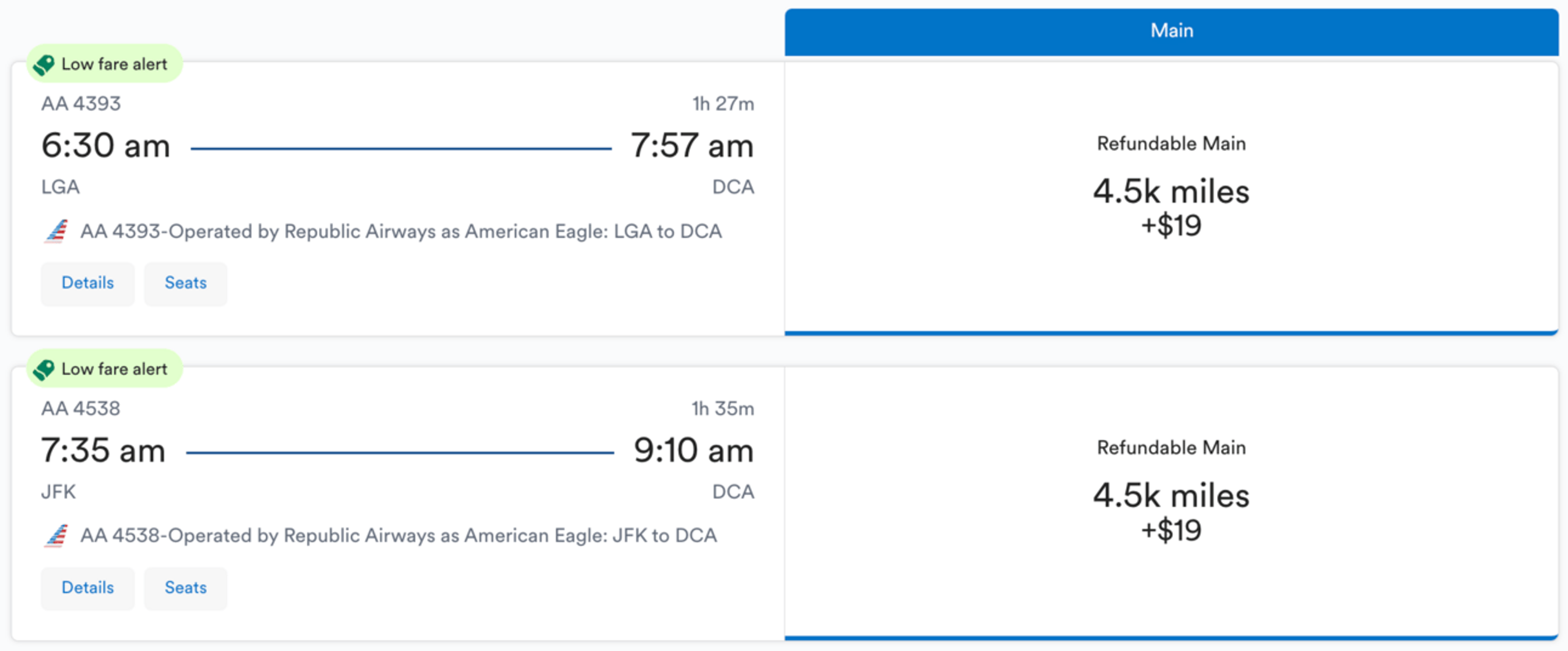 American Airlines flight for 4,500 Alaska miles