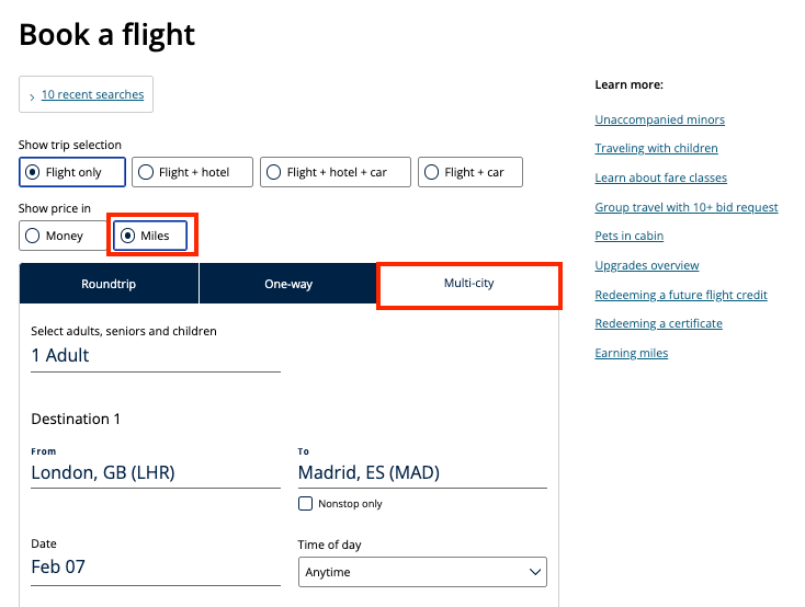 A screenshot showing the advanced search page to utilize the Excursionist Perk