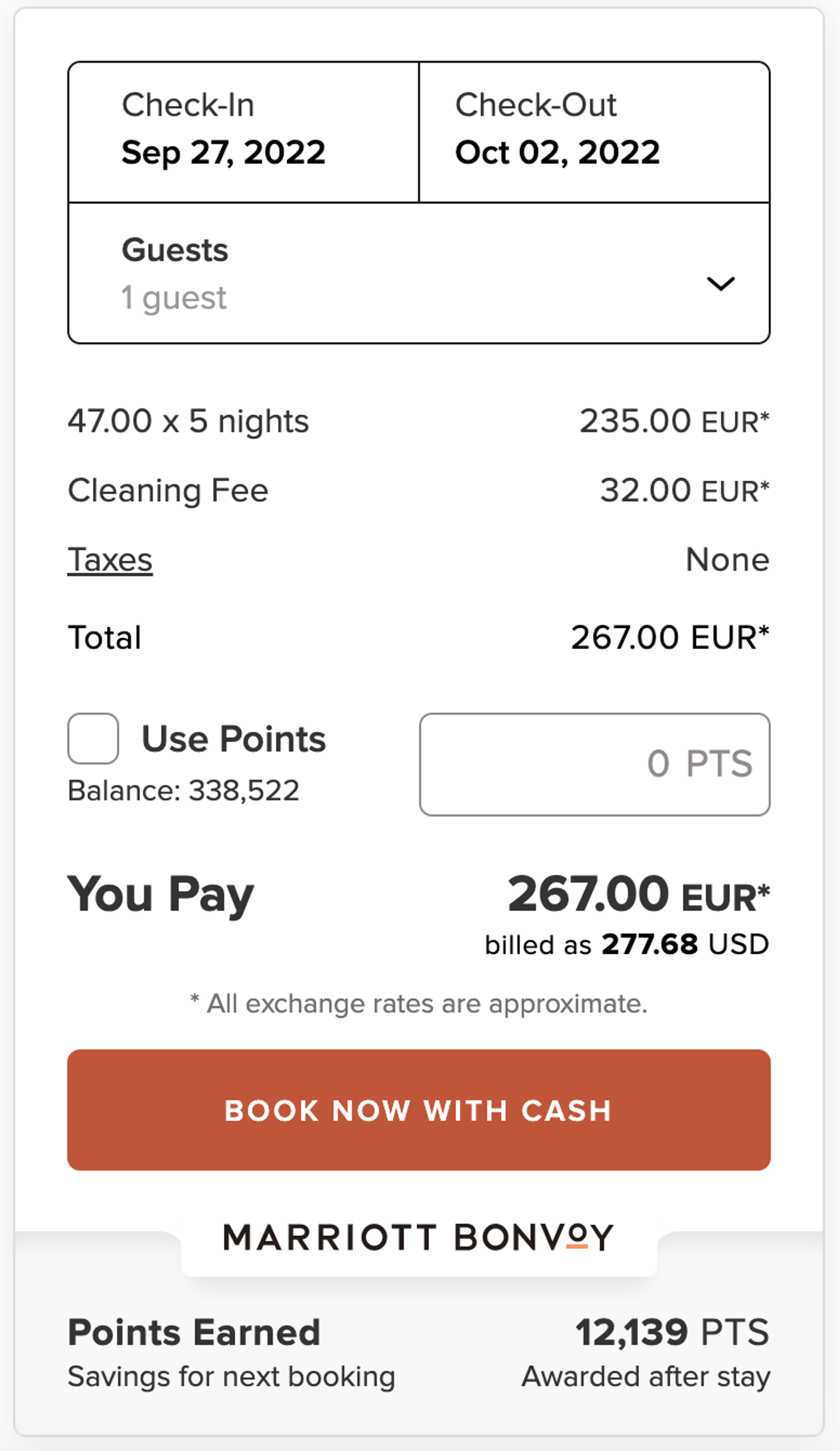 sample booking