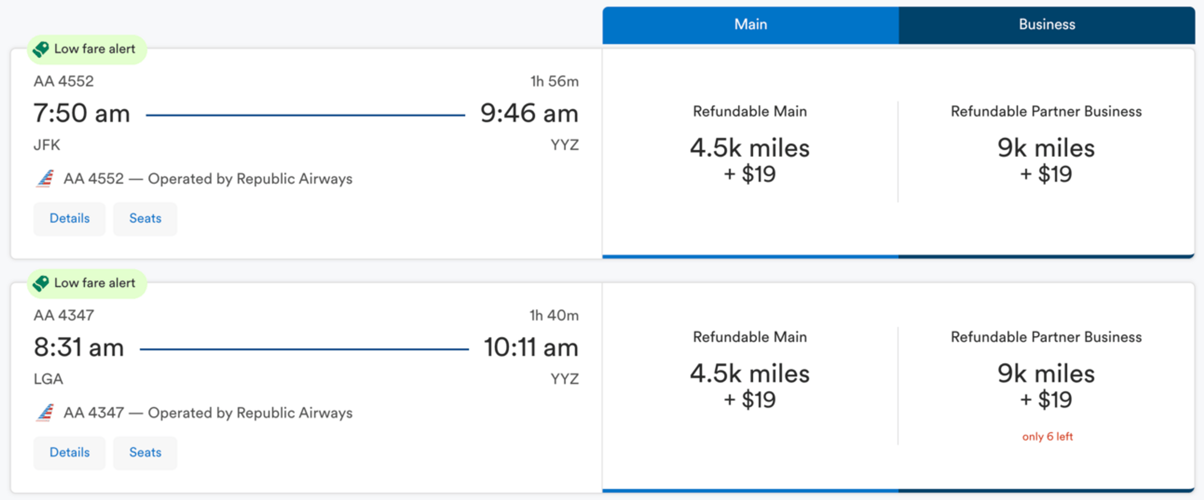 New York to Toronto for 4,500 Alaska Miles