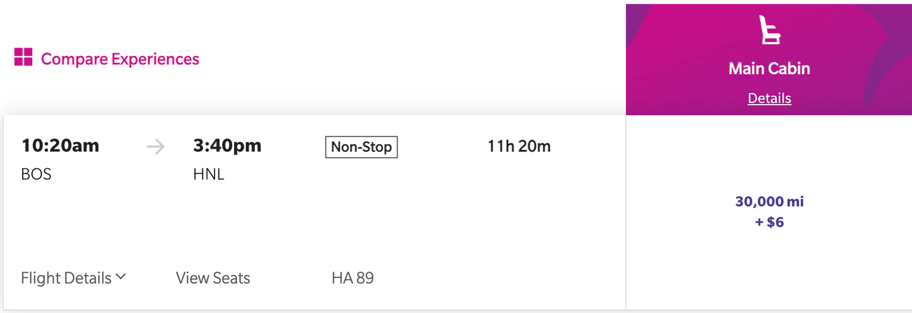 Hawaiian sample booking