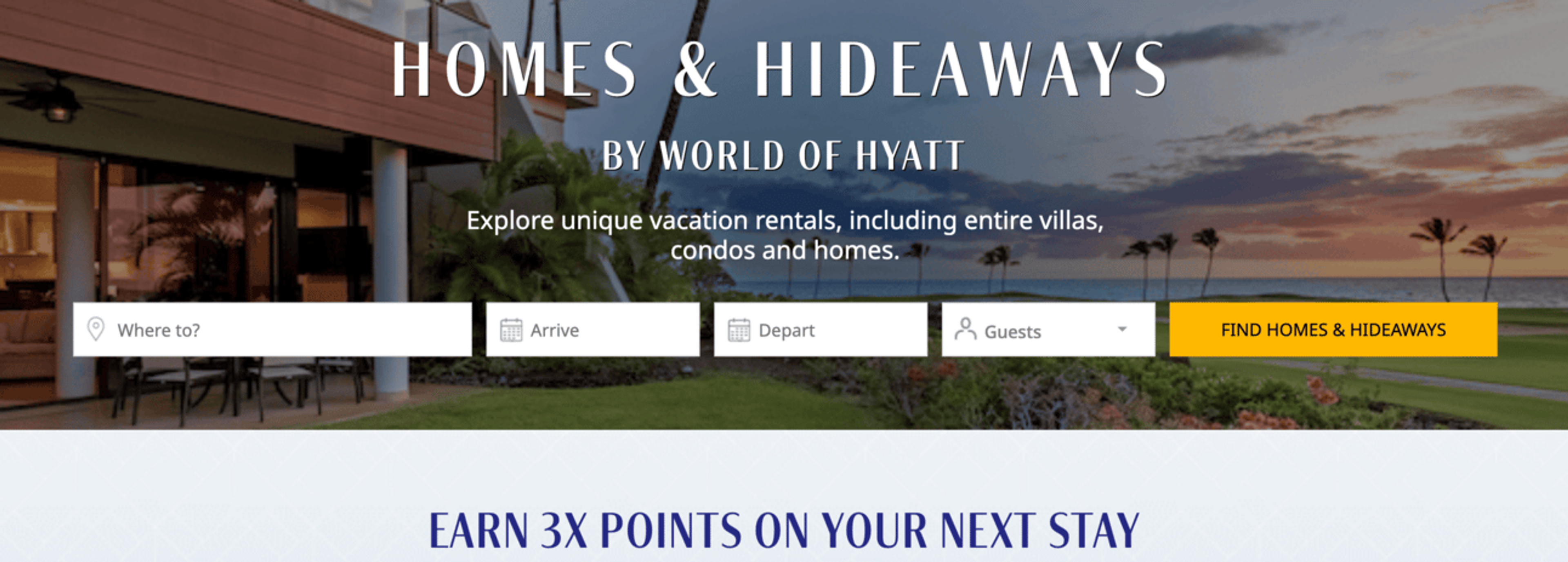 Hyatt Homes & Hideaways promo landing page