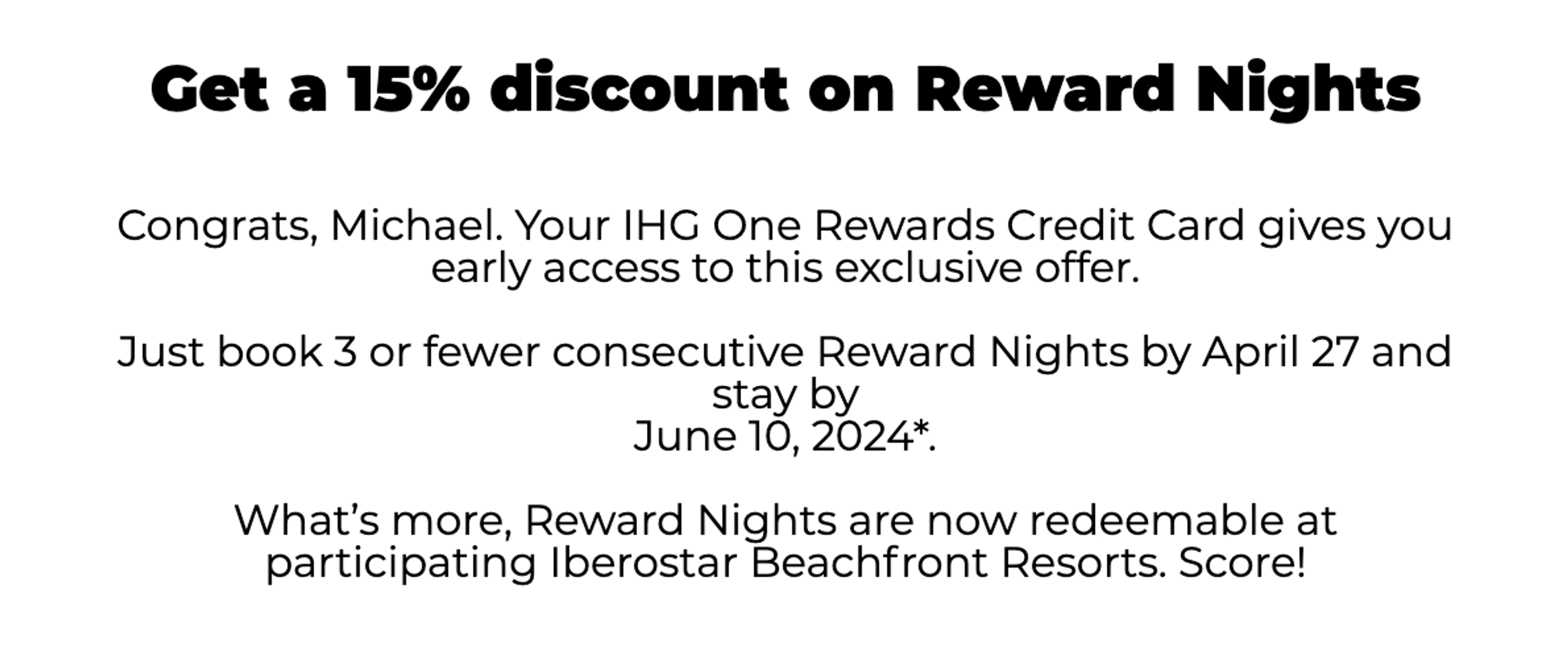 IHG 15% award sale