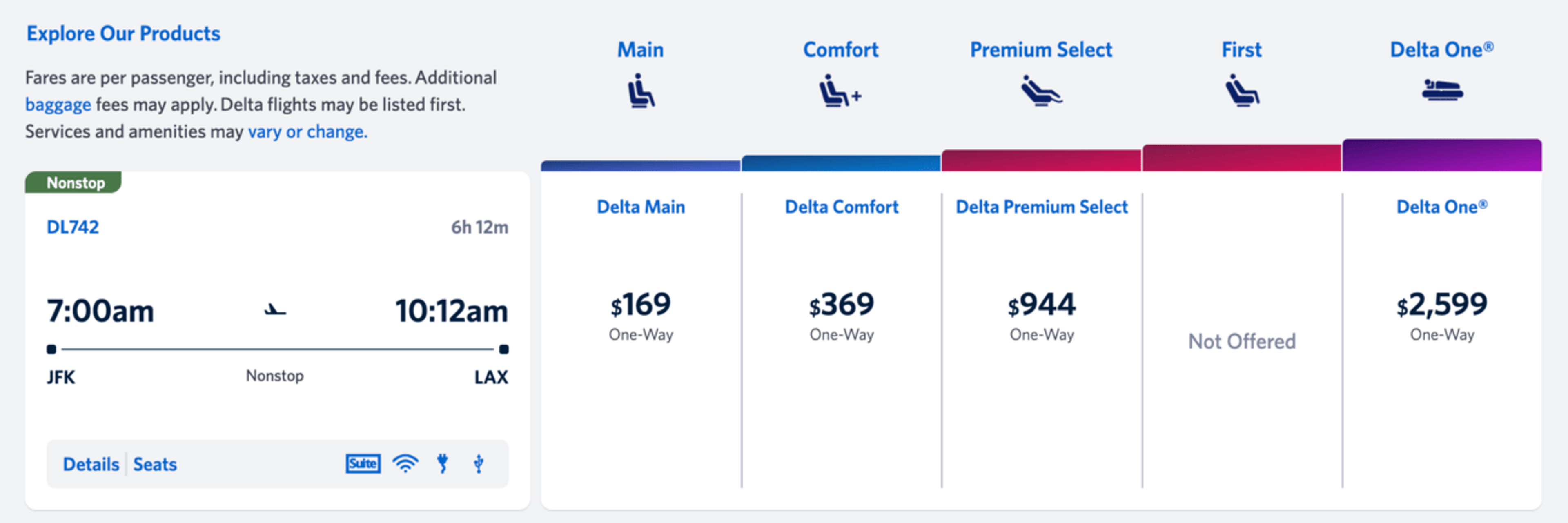 JFK-LAX fare options