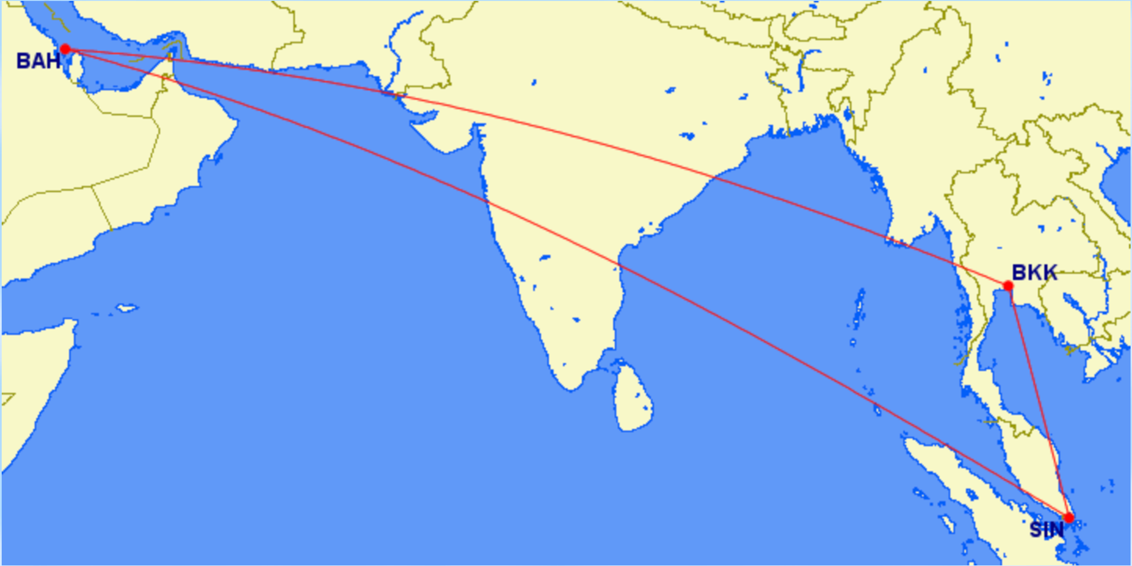 Gulf Air fifth freedom route