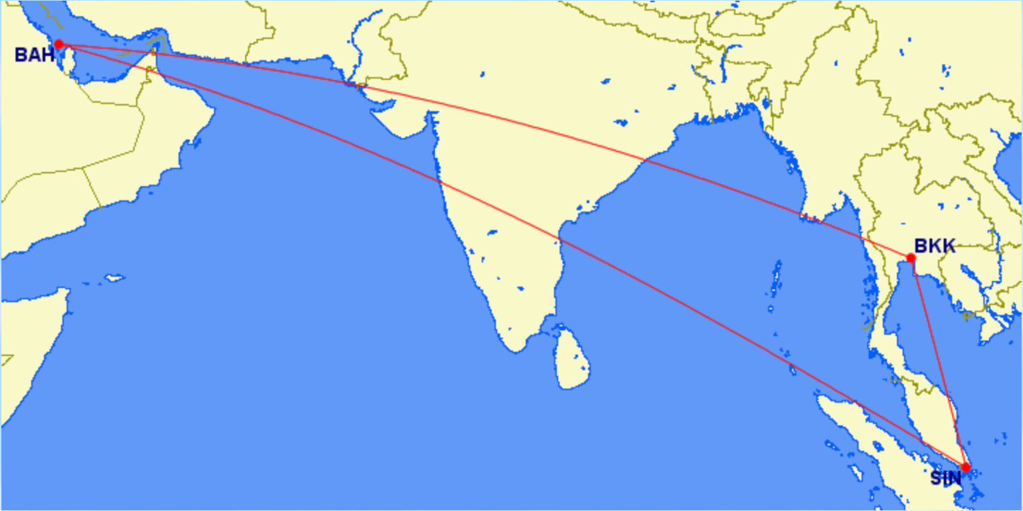 Gulf Air fifth freedom route