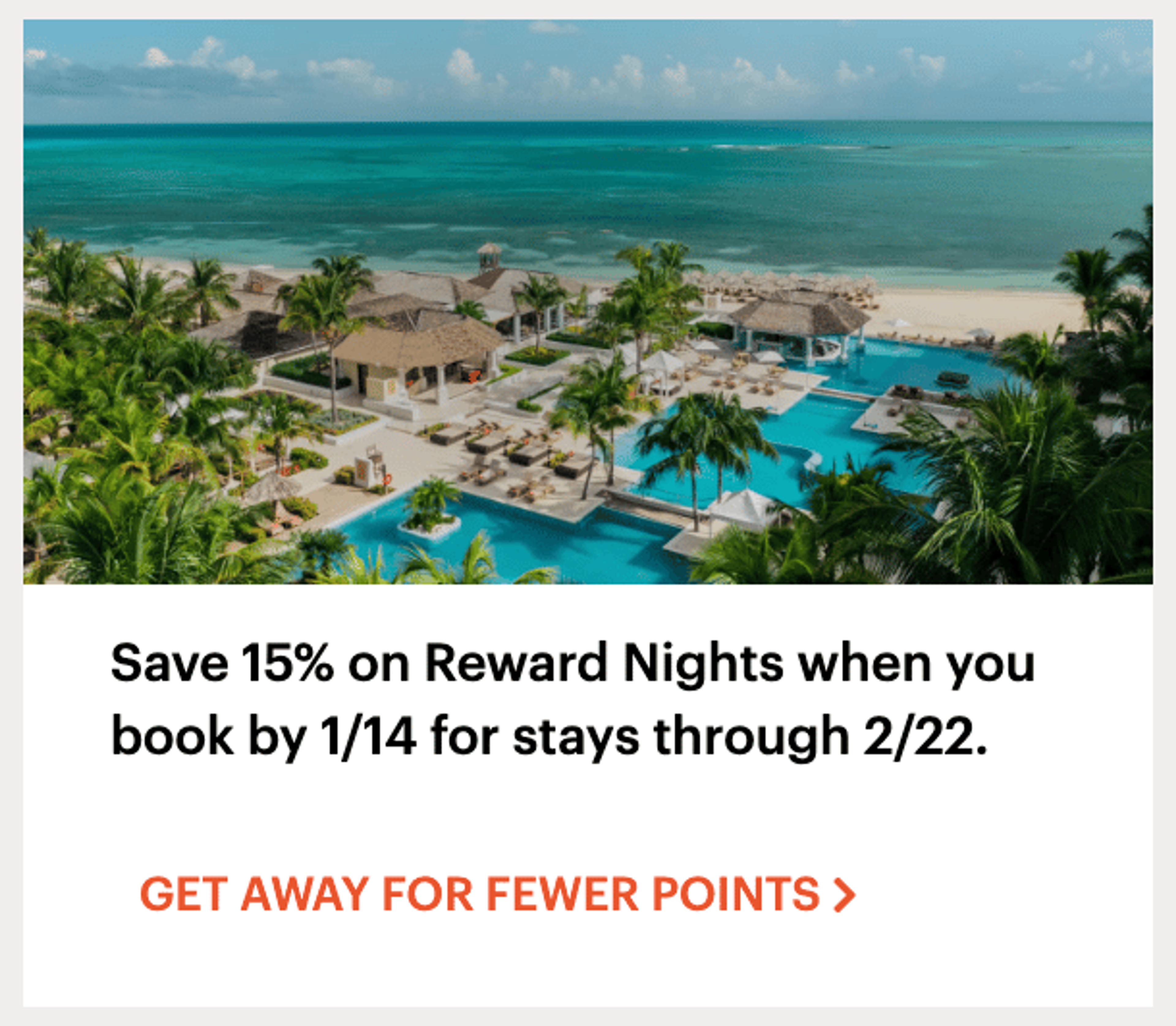 Photo showing you can save 15% on Reward nights