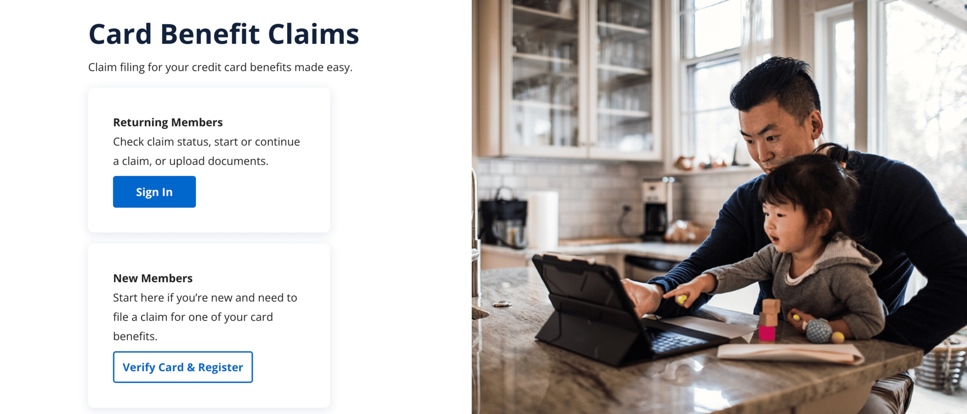 Claim portal home page