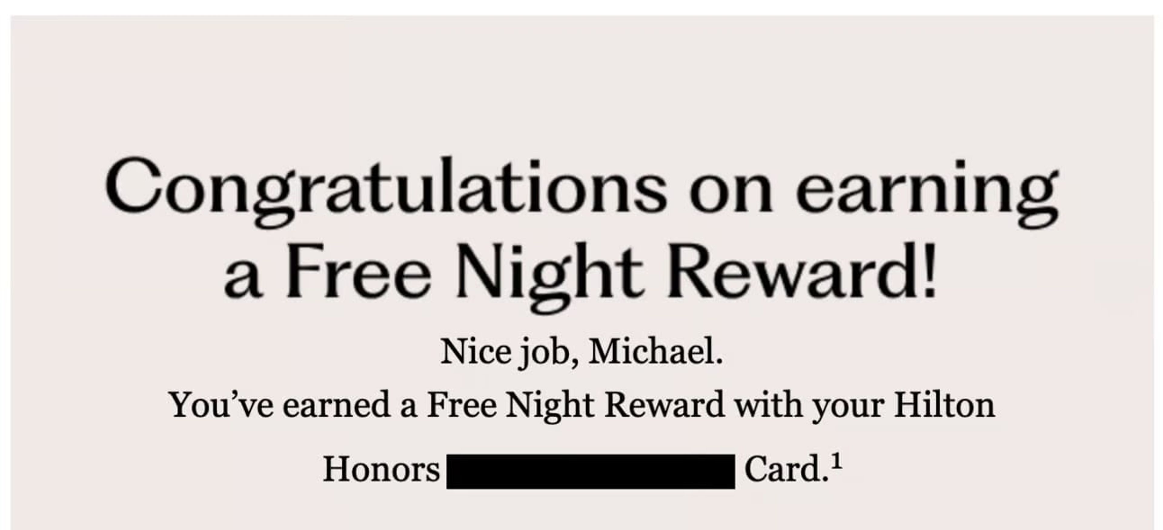 Hilton FNA confirmation email
