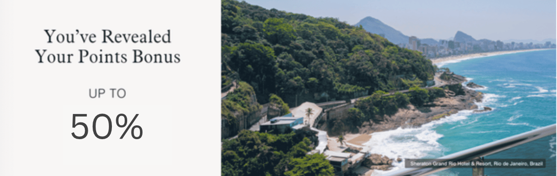 Screenshot showing a 50% bonus for buying Marriott points