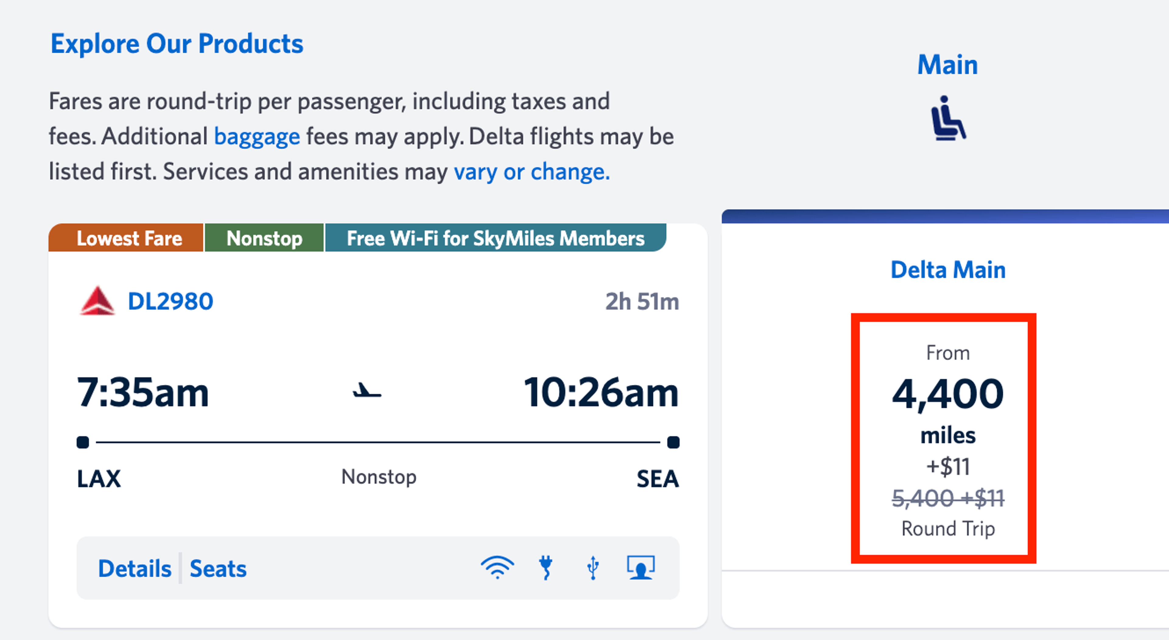 LAX-SEA for 4,400 miles round trip