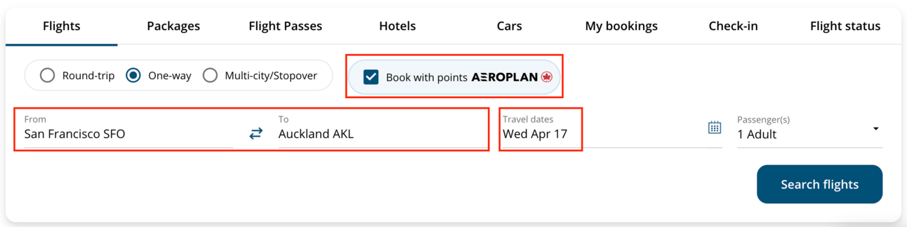 Aeroplan booking tutorial