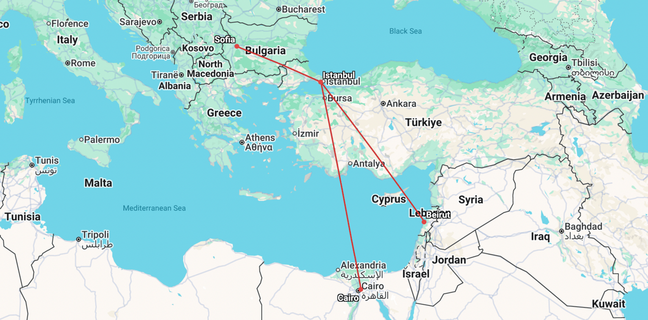Examples of short-hul Turkish Airlines flights