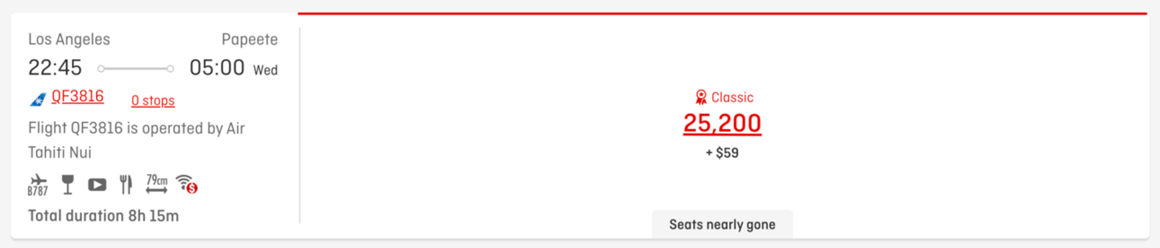 Los Angeles to Tahiti for 25,000 Qantas miles