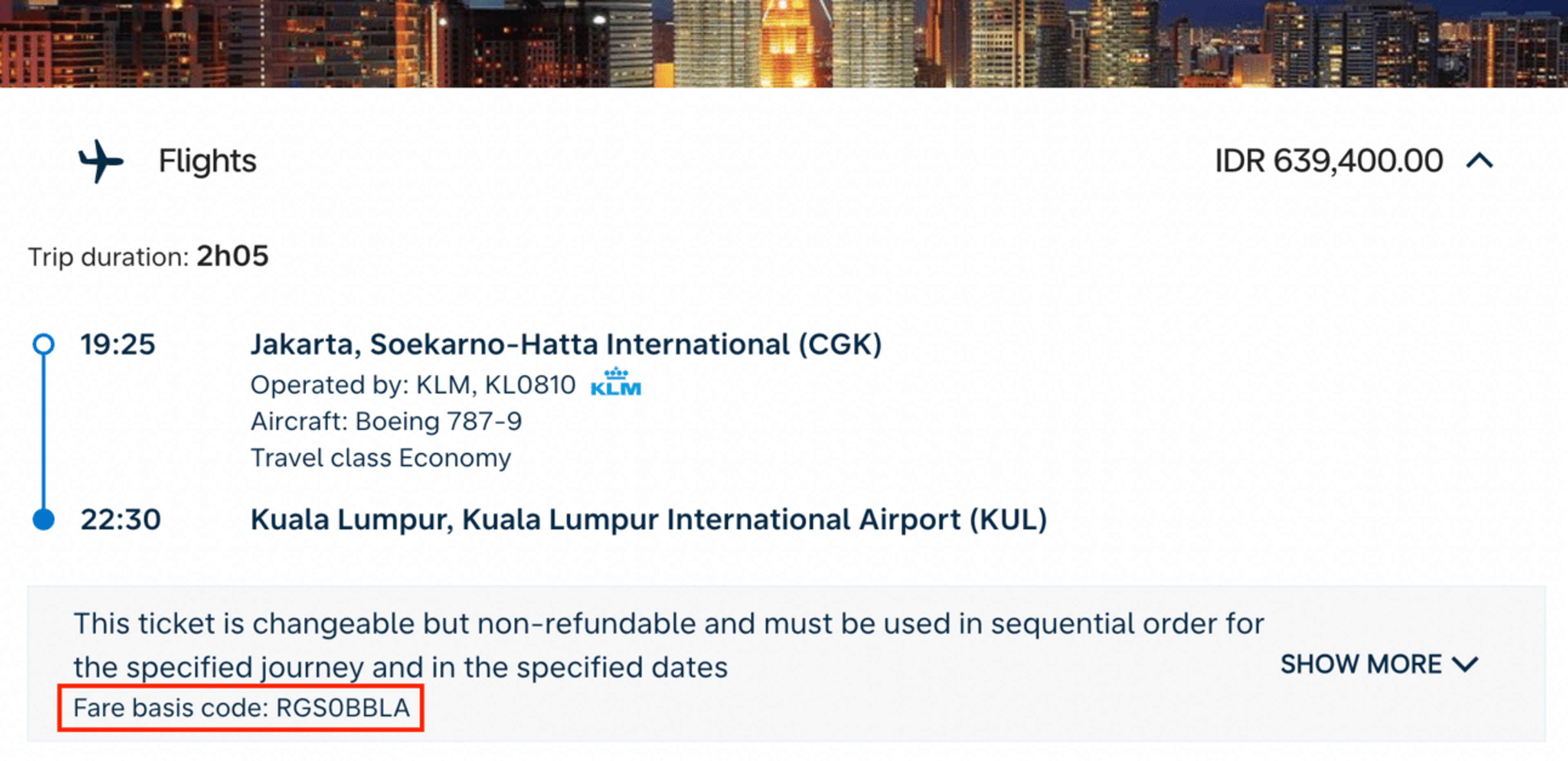 An example of extracting a Fare Code from a booking on KLM