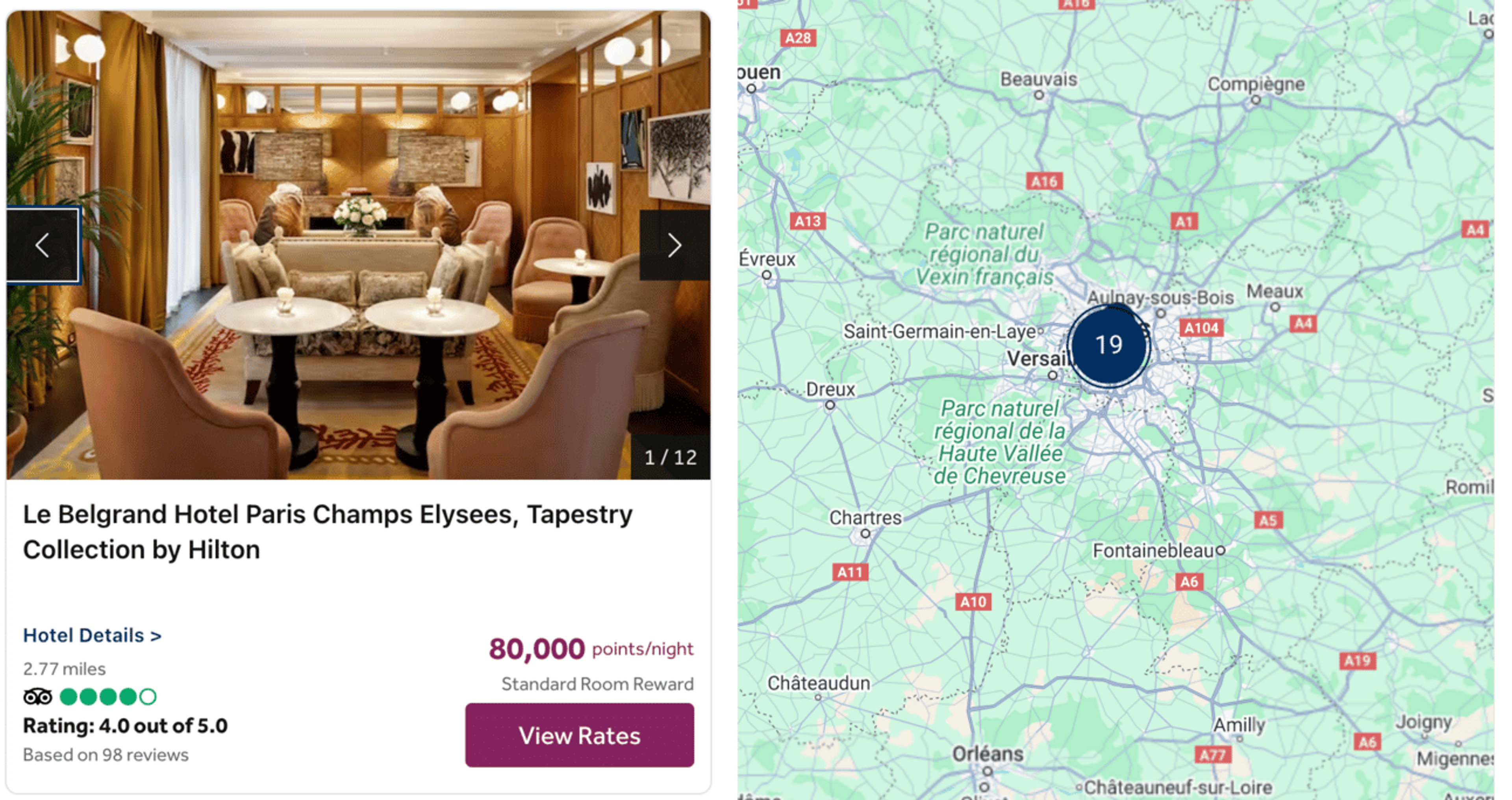 Example of a mre expensive Hilton hotel in Paris