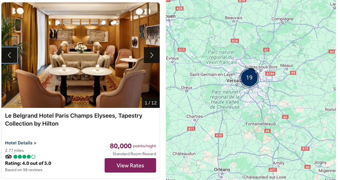 Example of a mre expensive Hilton hotel in Paris