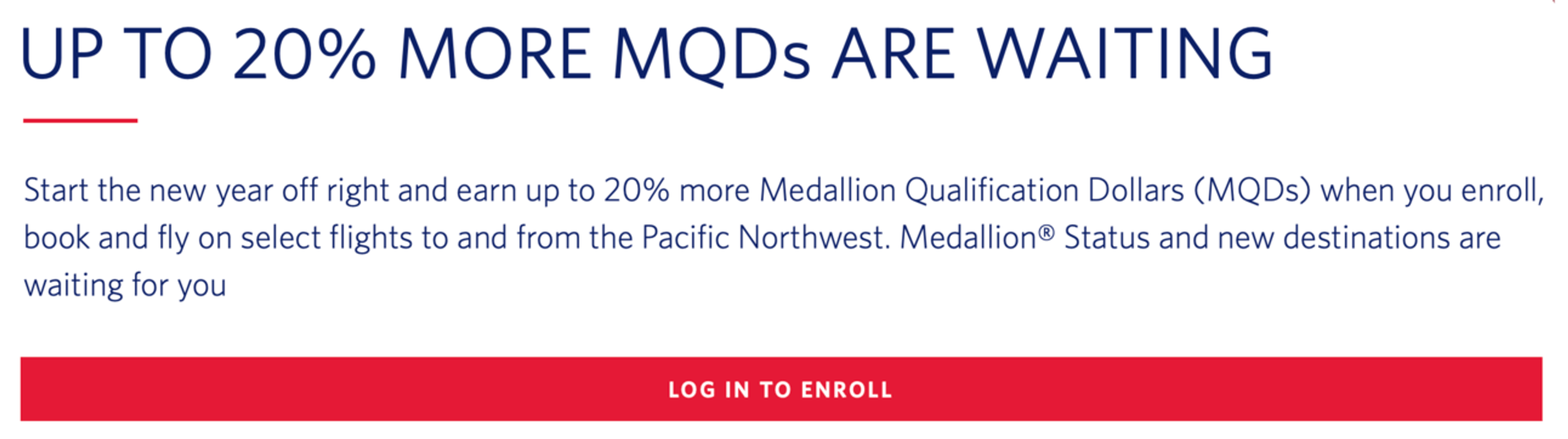 Screenshot of Delta's latest promo for bonus MQDs on PNW flights