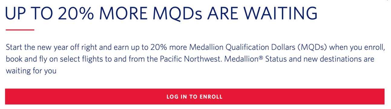 Screenshot of Delta's latest promo for bonus MQDs on PNW flights