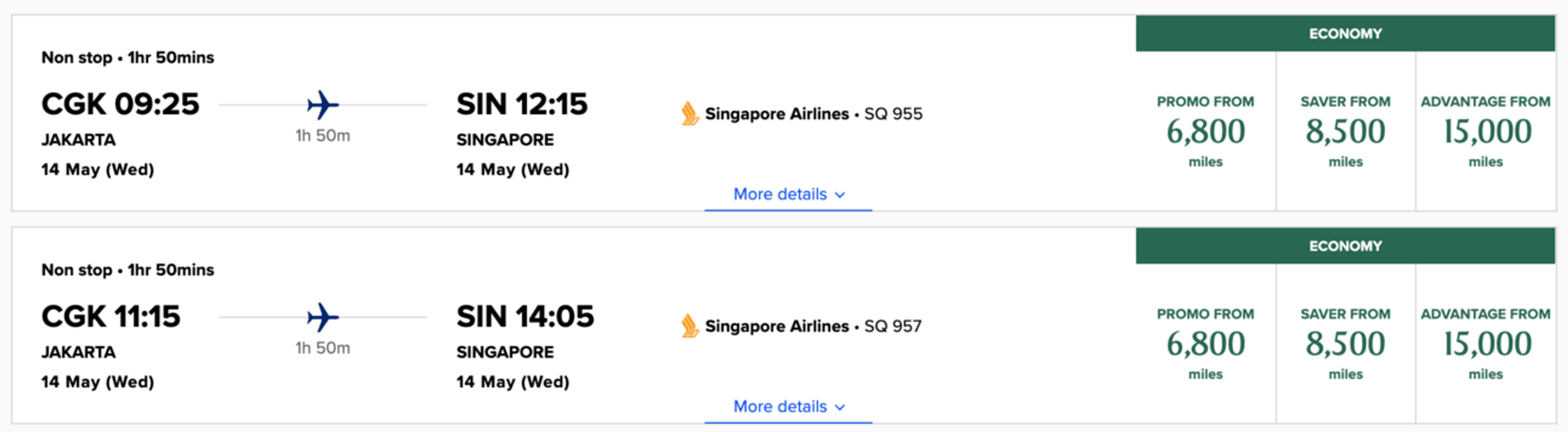 Singapore Airlines booking